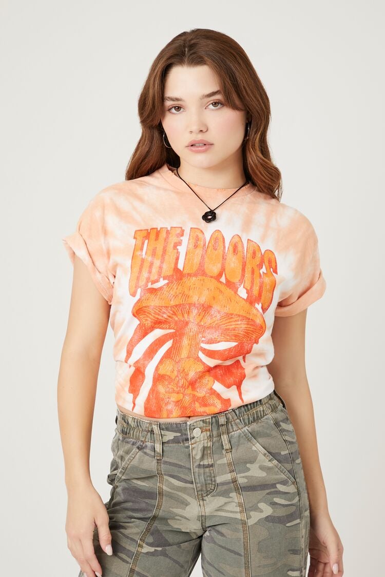 Forever 21 Women's Tie-Dye The Doors Graphic T-Shirt Orange/Multi