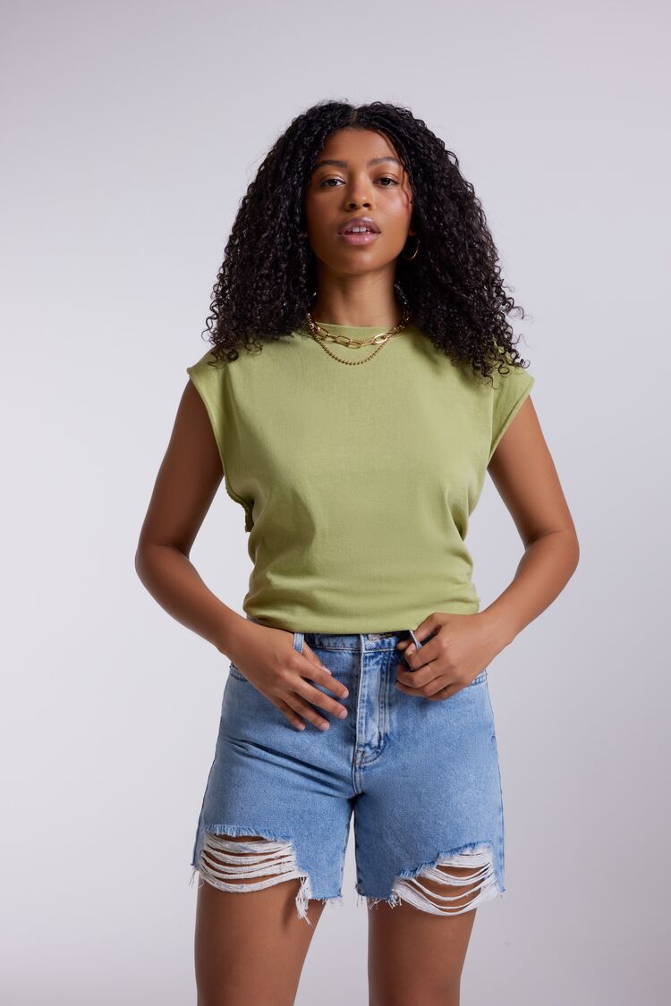 Forever 21 Women's Relaxed Muscle T-Shirt Sage