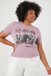 Forever 21 Plus Women's Def Leppard Graphic T-Shirt Purple/Multi