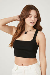 Forever 21 Women's Sweater-Knit Sleeveless Crop Top Black