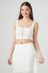 Forever 21 Women's Hook-and-Eye Cropped Tank Top White