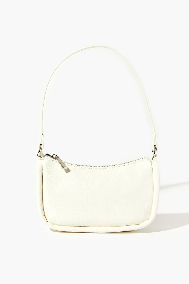 Forever 21 Women's Faux Croc Shoulder Bag White