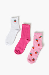 Forever 21 Women's Strawberry Crew Socks Set Pink/Multi