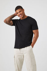 Forever 21 Men's Eyelet Short-Sleeve Crew T-Shirt Black