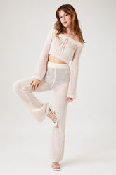 Forever 21 Women's Crochet Crop Top & Pants Set Sandshell