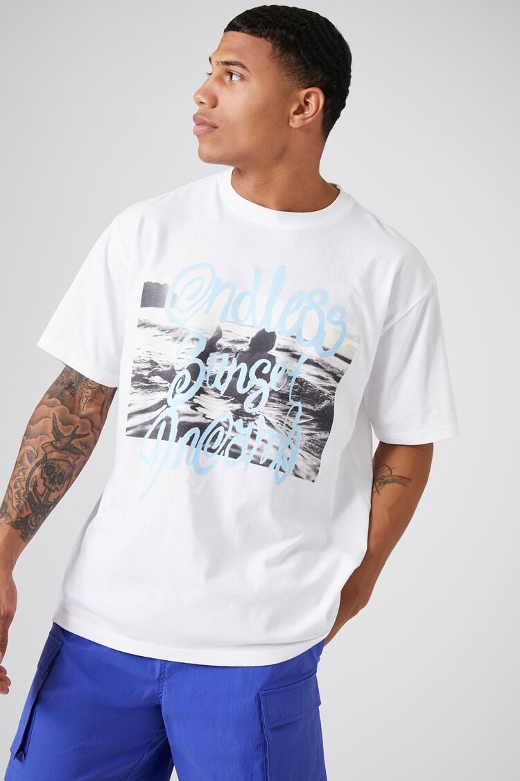 Forever 21 Men's Endless Sunset Dreams Graphic T-Shirt White/Multi