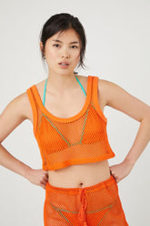 Forever 21 Women's Netted Cropped Tank Top Sunset