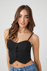 Forever 21 Women's Notched-Hem Cropped Bustier Cami Black