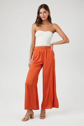 Forever 21 Women's Satin Vented-Hem Wide-Leg Pants Sienna