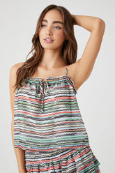 Forever 21 Women's Striped Tie-Front Cami Black/Multi