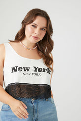 Forever 21 Plus Women's New York Tank Top White/Multi