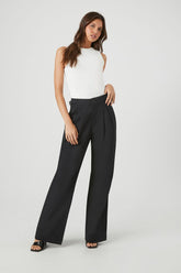 Forever 21 Women's High-Rise Wide-Leg Pants Black