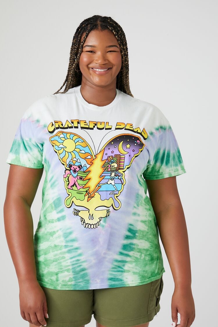 Forever 21 Plus Women's Tie-Dye Grateful Dead T-Shirt White/Multi