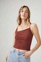 Forever 21 Women's Asymmetrical Ribbed Knit Cami Cappuccino