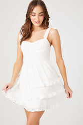 Forever 21 Women's Tiered Ruffle Bustier Mini Dress White