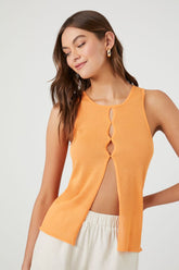 Forever 21 Women's Sweater-Knit Split-Hem Tank Top Orange