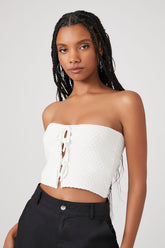 Forever 21 Women's Sweater-Knit Tie-Front Tube Top White