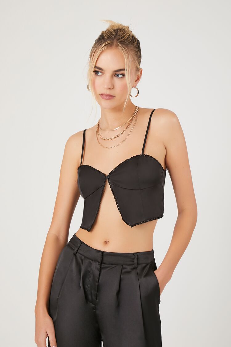 Forever 21 Women's Split-Hem Cropped Cami Black