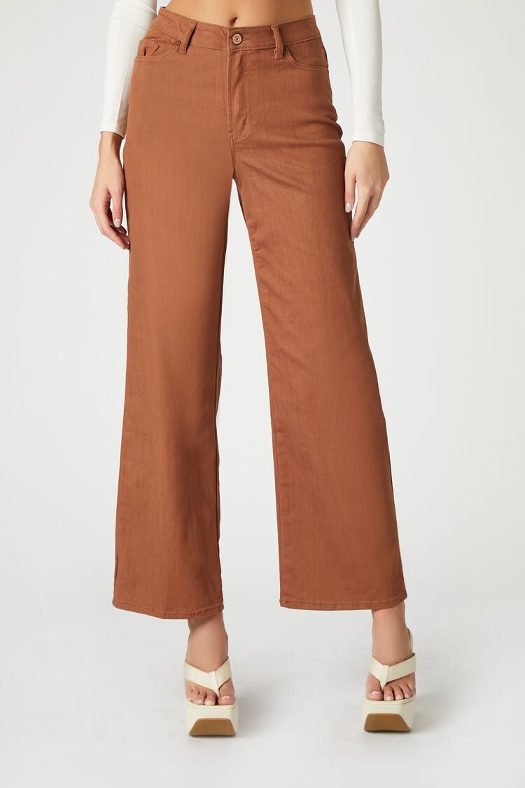 Forever 21 Women's High-Rise Straight Jeans Brown