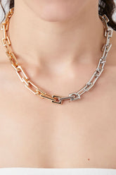 Forever 21 Women's Two-Tone Anchor Chain Necklace Gold/Silver