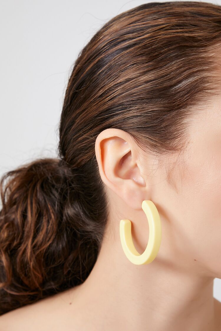 Forever 21 Women's Open-Ended Hoop Earrings Yellow