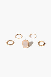 Forever 21 Women's Faux Gem Cocktail Ring Set Gold/Cream