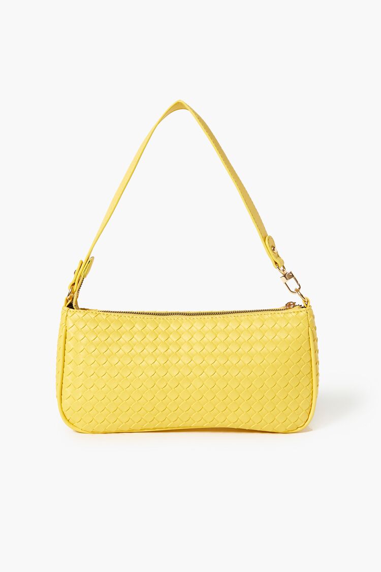 Forever 21 Women's Basketwoven Baguette Bag Yellow