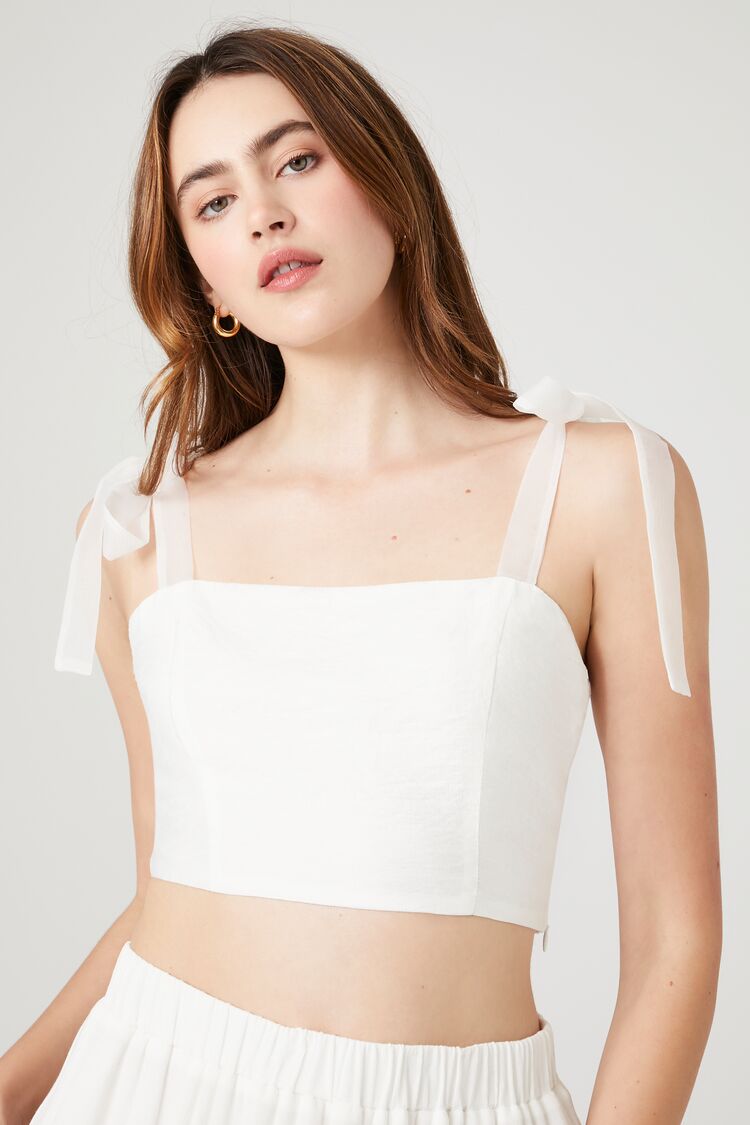 Forever 21 Women's Tie-Strap Crop Top White