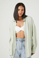 Forever 21 Women's Classic Button-Front Shirt Sage