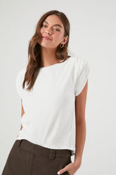 Forever 21 Women's Ruched Cap-Sleeve Top White