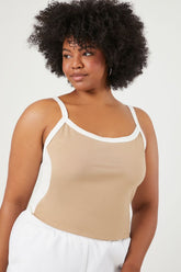 Forever 21 Plus Women's Colorblock Cami Khaki/White