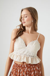 Forever 21 Women's Lace Flounce Cropped Cami Vanilla