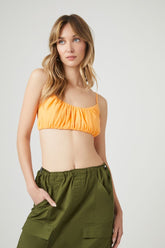 Forever 21 Women's Shirred Scoop Bralette Cantaloupe