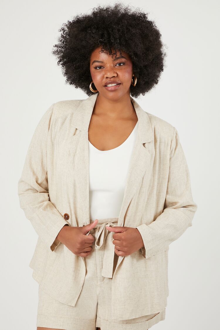 Forever 21 Plus Women's Notched Blazer Oatmeal