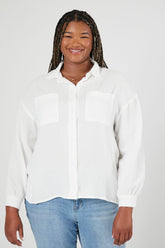 Forever 21 Plus Women's Drop-Sleeve Shirt White