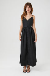 Forever 21 Women's V-Neck Cami Maxi Long Dress Black