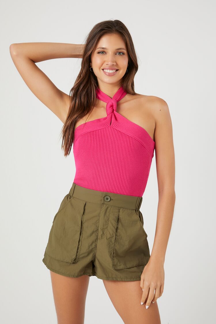 Forever 21 Women's High-Rise Pull-On Shorts Olive