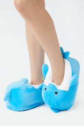 Forever 21 Women's Plush Shark House Slippers Blue/White