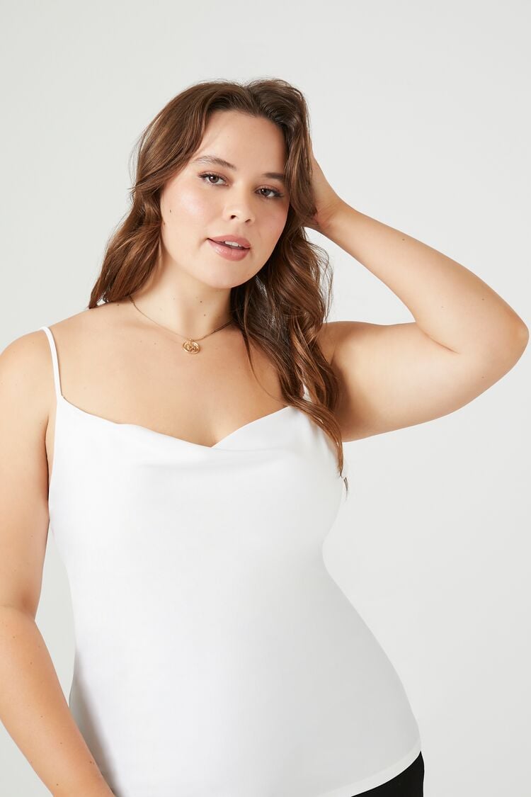 Forever 21 Plus Women's Cowl Neck Cami White