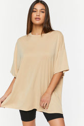 Forever 21 Women's Relaxed Short-Sleeve Crew T-Shirt Mocha