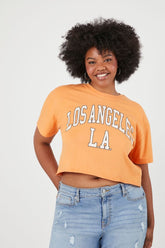 Forever 21 Plus Women's Los Angeles Cropped T-Shirt Orange/Multi