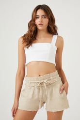 Forever 21 Women's Linen-Blend Drawstring Shorts Sand