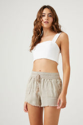 Forever 21 Women's Tassel Drawstring Shorts Sand