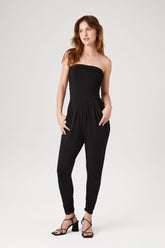 Forever 21 Women's Ruched Tube Jumpsuit Black