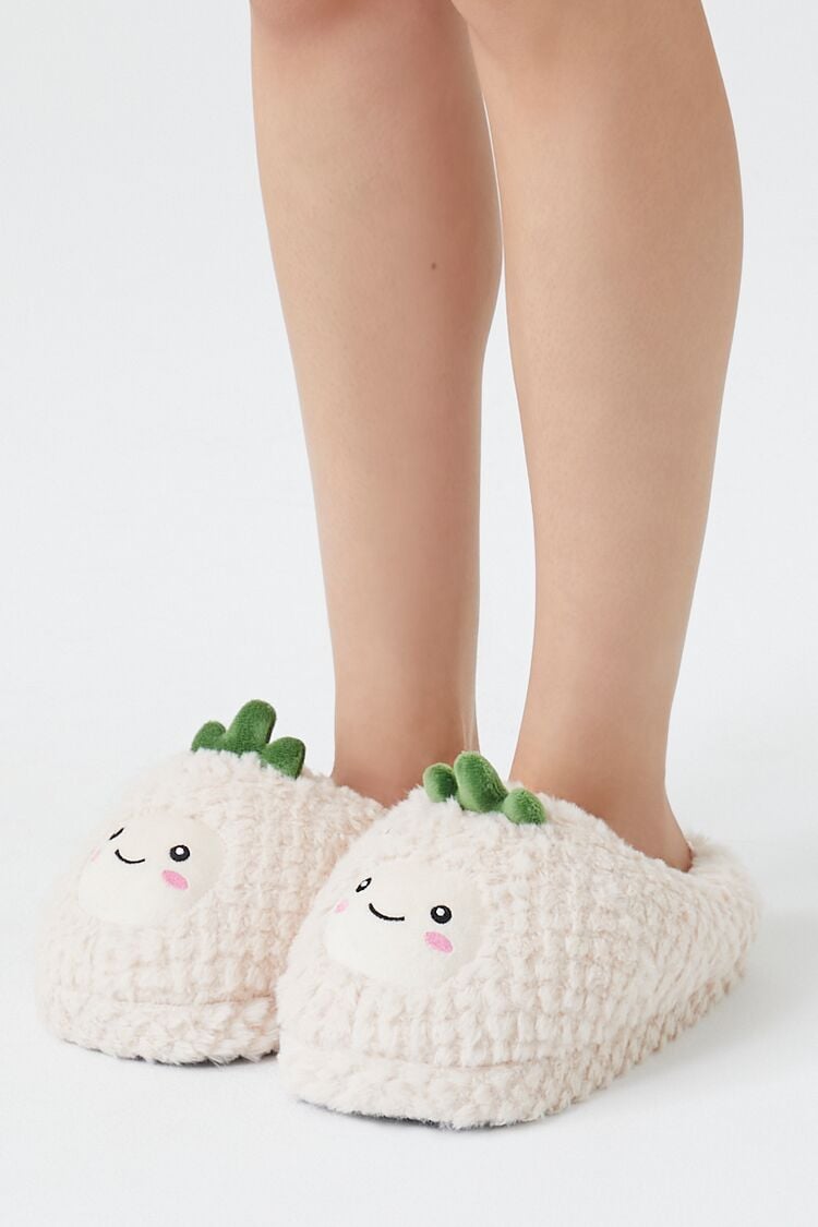 Forever 21 Women's Plush Turnip House Slippers Natural