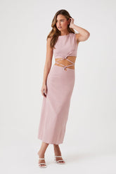 Forever 21 Women's Crisscross Twist Cutout Midi Spring/Summer Dress Mauve