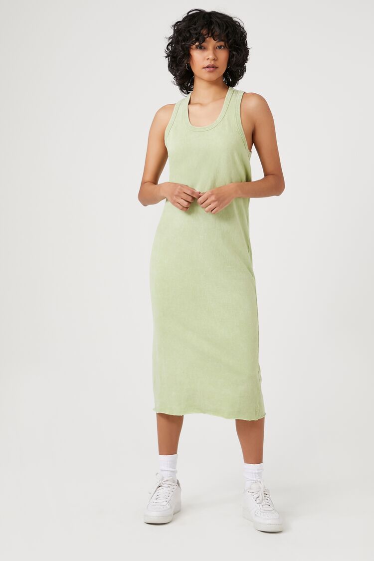 Forever 21 Women's Racerback Tank Midi Dress Light Olive