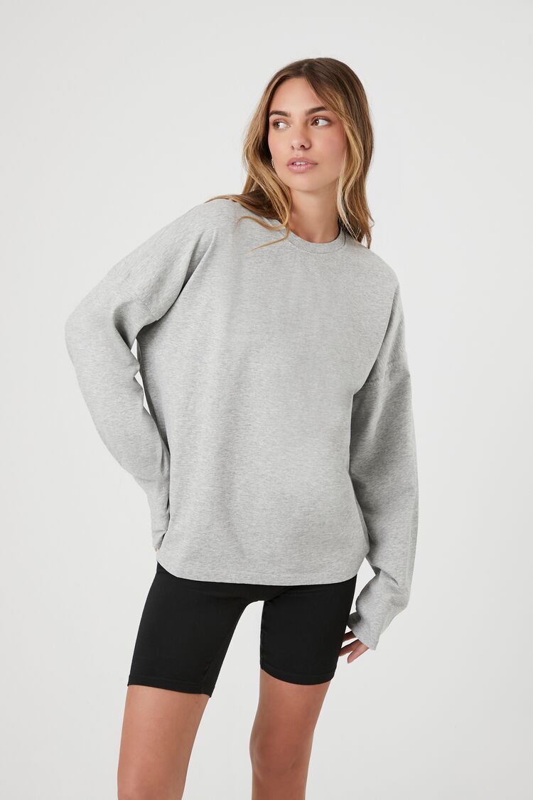 Forever 21 Women's Drop-Sleeve Crew Top Heather Grey