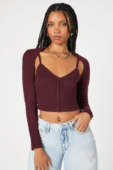 Forever 21 Women's Button-Front Cami & Shrug Set Plum