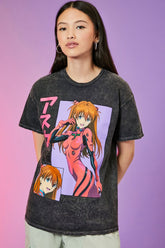 Forever 21 Women's Neon Genesis Evangelion Graphic T-Shirt Charcoal/Multi